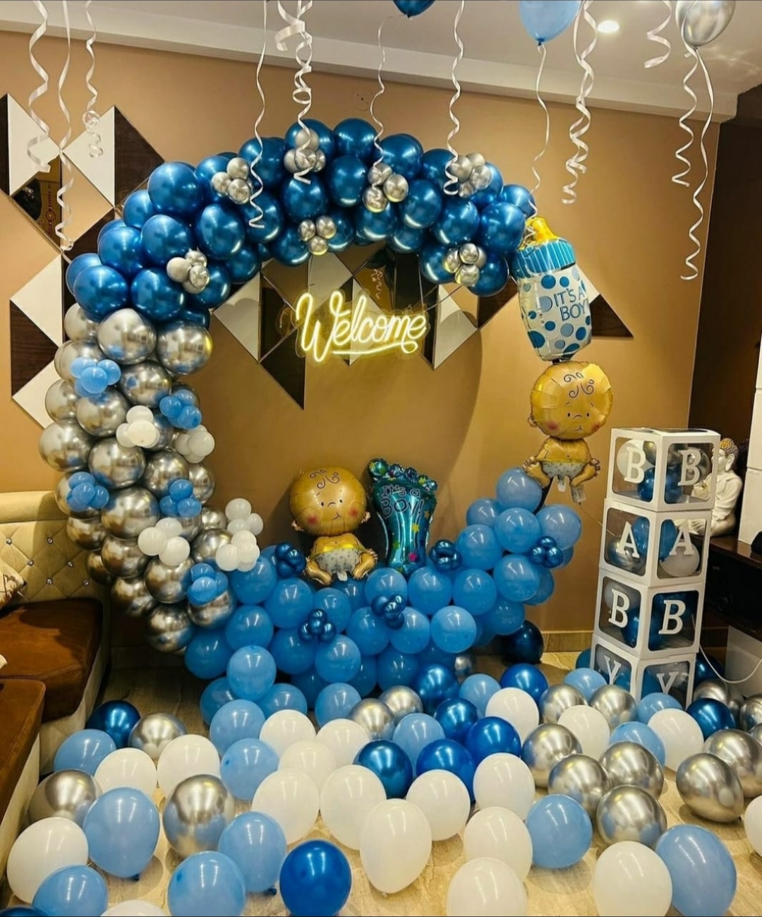 Blue Bliss Welcome Baby Boy Decoration