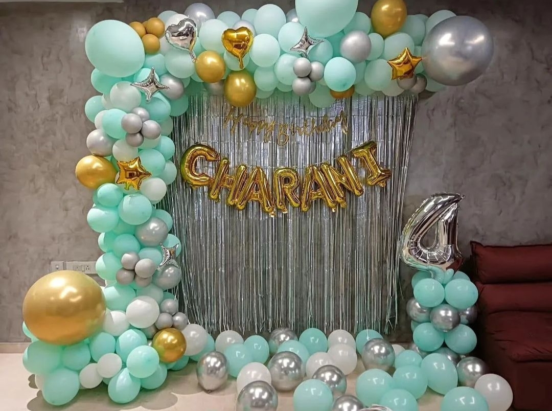 Sea Green And Golden Birthday Decor