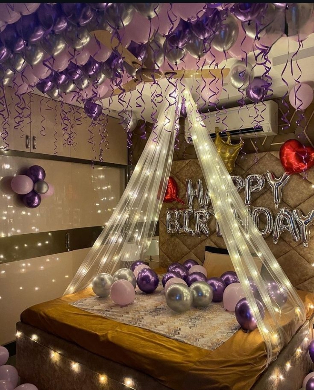 Purple Theme Canopy Birthday Decor