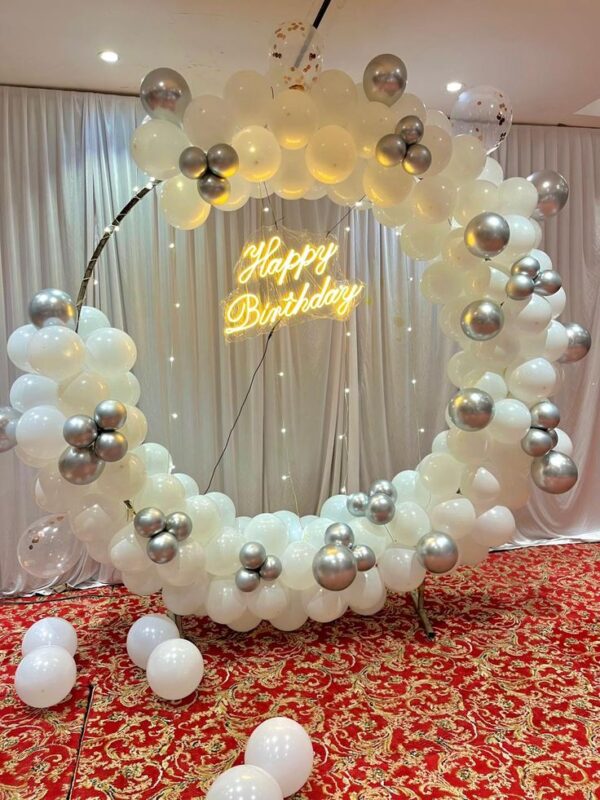 White Elegant Neon Birthday Decor