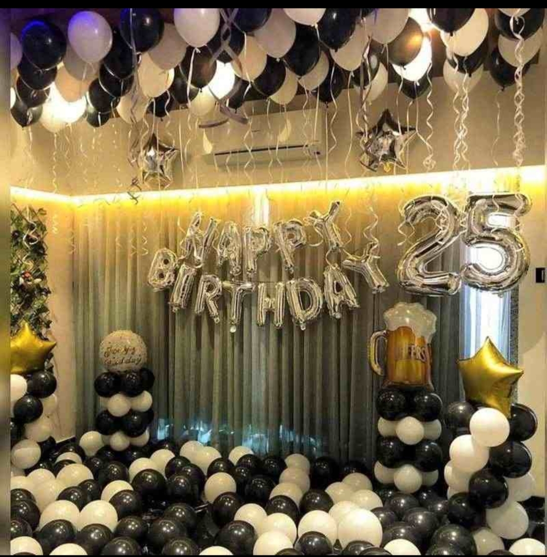 Elegant White And Chic Black Birthday Decor