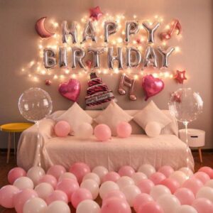 Pastel Pink And White Birthday Decor