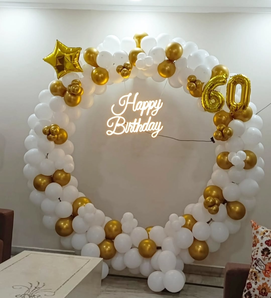 White And Golden Ring Birthday Celebration