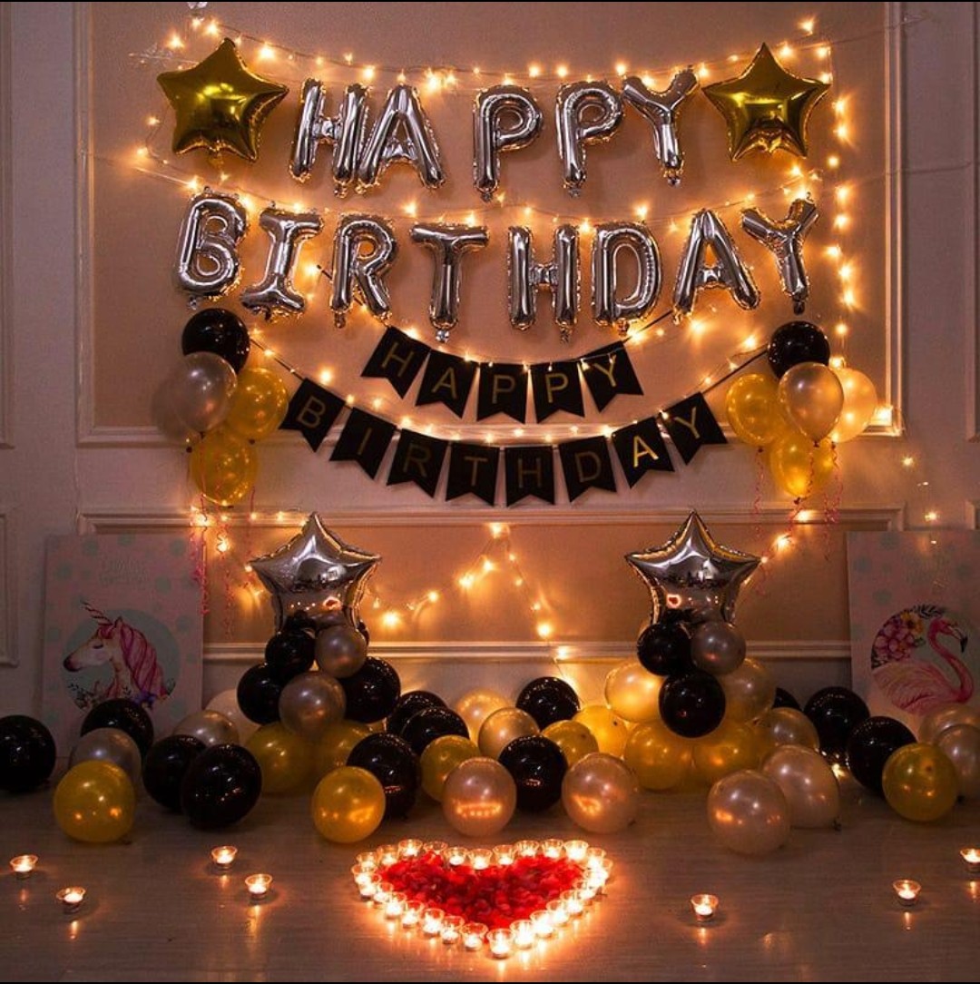 Gold And Black Birthday Decoration