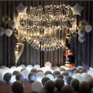 White And Grey Birthday Decor