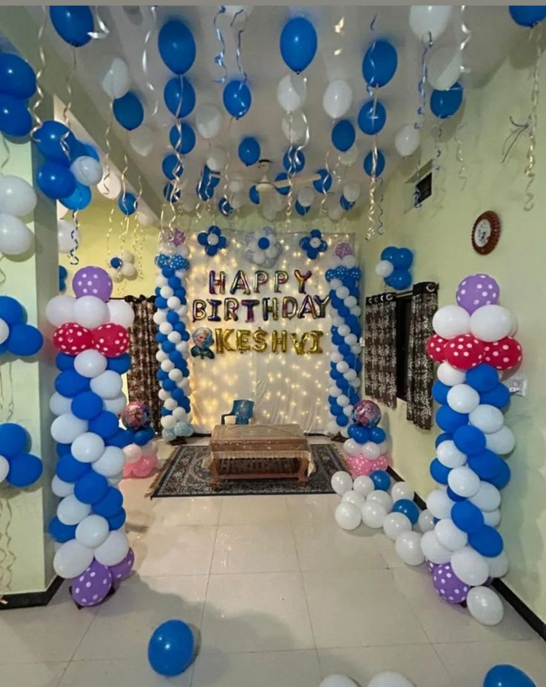 Mermaid Theme Blue & White Birthday Balloon Surprise