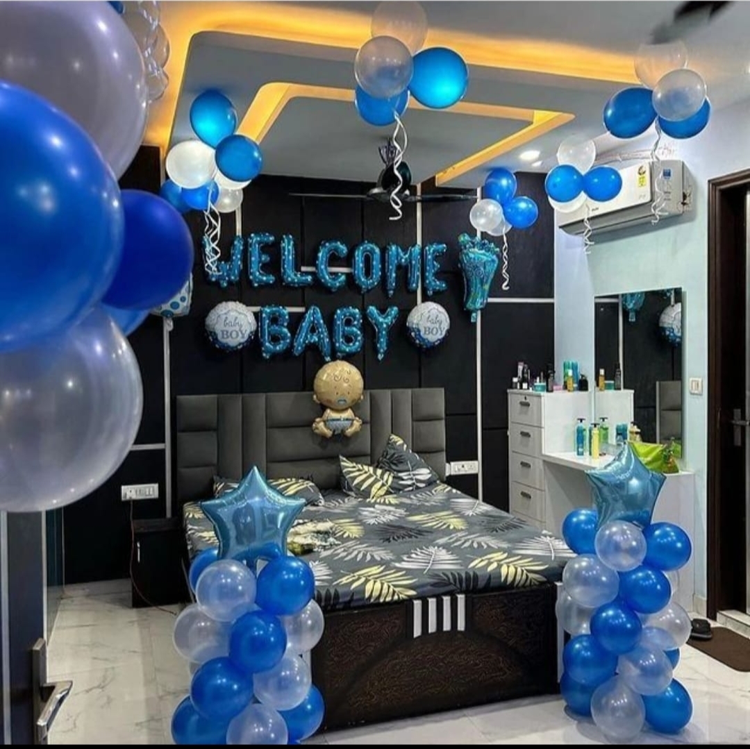 Blue-Theme-Welcome Baby-Boy-Decor