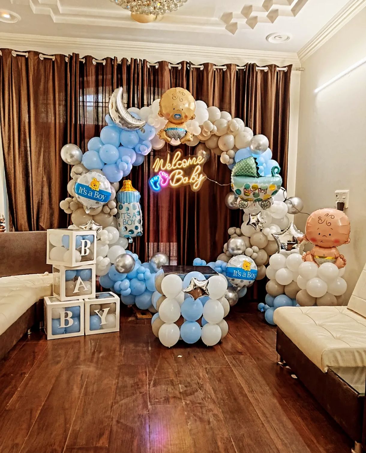 Pastel & Grey Baby Boy Ring Decoration