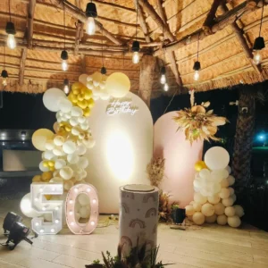Elegant white and golden Birthday Decor
