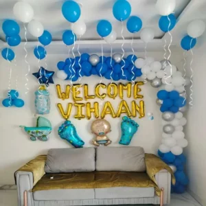 Welcome Baby Boy Balloon Decor