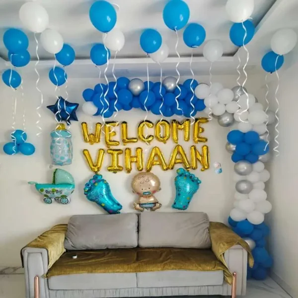 Welcome Baby Boy Balloon Decor