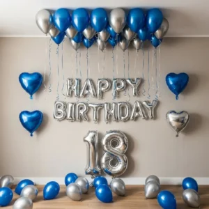 Blue & Silver Birthday Decoration Surprise